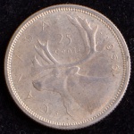 Moeda Estrangeira, CANADÁ, Valor 25 Cents, Ano 1956, Prata, Peso  g,  Soberba.