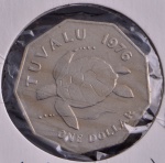 Moeda Estrangeira, TUVALU, Colônia Inglesa, Valor Dollar, Data 1976, Níquel, Flor de Cunho.