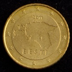 Moeda Estrangeira, ESTÔNIA, Valor 0,50 Cents de Euro, Data 2011, Bronze Alumínio, Flor de Cunho.