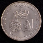 Moeda Estrangeira, GROELÂNDIA ( Danish State ), Valor 1 Krone, Data 1960, Níquel, Flor de Cunho.