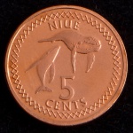 Moeda Estrangeira, NIUE, Valor 5 Cents, Data 2009, Bronze, Flor de Cunho.