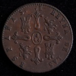 Moeda Estrangeira, ESPANHA, Isabel II, Valor 8 Maravedis, Data 1844, Cobre, Soberba.