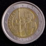 Moeda Estrangeira, ESPANHA, Valor 2 Euros, Data 2005, Bimetálica, Flor de Cunho.