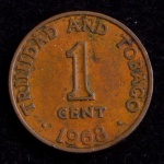 Moeda Estrangeira, TRINIDAD & TOBAGO, Valor Cent, Ano 1968, Bronze, Muito Bem Conservada.