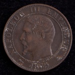 Moeda Estrangeira, FRANÇA, Napoleão Bonaparte, Valor 5 Centimes, Ano 1854 BB, Bronze, Soberba.