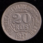 Moeda Brasileira, Valor 20 Reis, Ano 1927, Níquel, Soberba.