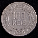 Moeda Brasileira, Valor 100 Reis, Ano 1920, Níquel, MBC/Soberba.