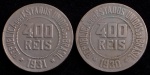 Moedas Brasileiras, Valor 400 Reis, Datas 1930 e 1931, Níquel, Muito Bem Conservadas.