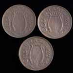 Moedas do Brasil, " Série Brasileiros Ilustres - Carlos Gomes", Valor 300 Reis, Datas 1936; 1937 e 1938, Níquel, Muito Bem Conservadas.