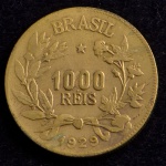 Moeda do Brasil, "Símbolo da Fortuna", Valor 1000 Reis, Data 1929 ( Rara ), Bronze Alumínio, Soberba.