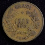 Moeda do Brasil, "Símbolo da Fortuna", Valor 1000 Reis, Data 1930 ( Rara ), Bronze Alumínio, Muito Bem Conservada.