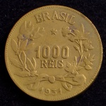 Moeda do Brasil, "Símbolo da Fortuna", Valor 1000 Reis, Data 1931 ( Escassa ), Bronze Alumínio, Muito Bem Conservada.