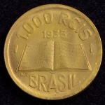 Moeda do Brasil, Série Brasileiros Ilustres - Padre José de Anchieta,  Valor 1000 Reis, Data 1935 (Módulo Maior), Bronze Alumínio, Soberba.
