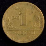 Moeda do Brasil, Valor 1 Cruzeiro, Data 1942, Bronze Alumínio, Muito Bem Conservada.