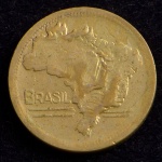 Moeda do Brasil, Valor 2 Cruzeiros, Data 1949, "Mapa Duplo", Bronze Alumínio, Muito Bem Conservada.