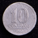 Moeda do Brasil, Valor 10 Centavos, Data 1960, Alumínio, Soberba.
