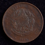 Moeda do Brasil, República, Valor 20 Reis, Ano 1910, Bronze, Muito Bem Conservada.