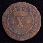 Moeda do Brasil, Colônia, Reinado D. José I, Valor X Reis, Data 1776, 2º Tipo - Coroa Alta, Cobre, Muito Bem Conservada.