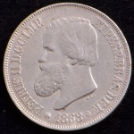 Moeda do Brasil, Império, Valor 500 Reis, Ano 1868, Prata, Peso 6,3 g, Diâmetro 25 mm, Soberba.