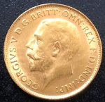 Moeda da INGLATERRA, Rei Jorge V, Valor 1/2 Libra, Ano 1926, Ouro, Peso 4 g, Diâmetro 19 mm, Soberba.