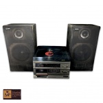 ANTIGO APARELHO DE SOM GRADIENTE MODELO MS-5, TRÊS EM UM, RÁDIO AMFM, TOCA FITAS E TOCA DISCO, COM CAIXAS. - FUNCIONANDO - SEM AGULHA - CAIXAS APRESENTAM MARCAS DO TEMPO.
