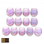 TREZE COPOS EM DEMI CRISTAL COM EM TOMS DE LILÁS - MED: 6,5 X 6,5 CM.