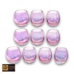 DEZ COPOS EM DEMI CRISTAL COM EM TOMS DE LILÁS - MED: 7,5 X 7,5 CM.