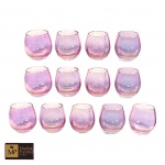 TREZE COPOS EM DEMI CRISTAL COM EM TOMS DE LILÁS - MED: 8,5 X 8,5 CM.