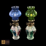 PAR DE LAMPIÃO A QUEROSENE  - MED:12 CM.