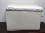 BANCO- BAÚ EM MADEIRA   COM PÁTINA BRANCA -MED:  40 X 65 X  40 CM. E  47 X 67 X 40 CM ACOMPANHA ALMOFADA -NECESSITA PEQUENOS REPAROS.  (RETIRADA NA GLORIA).