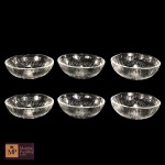 SEIS SALADEIRAS EM VIDRO COM DECORAÇÃO FLORAL EM ALTO RELEVO - MED:  4.5 X 12,5 CM.