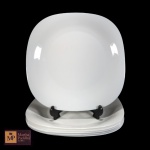 LUMINARC - SEIS PRATOS RASOS FRANCESES, QUADRADOS, EM VIDRO BRANCO - MED 26 X 26 CM