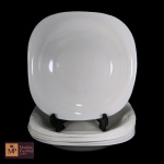 LUMINARC - SEIS PRATOS FUNDOS FRANCESES, QUADRADOS, EM VIDRO BRANCO - MED :3,5 X 21 X 21 CM.