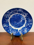ENOCH WOODS ENGLISH SCENERY WOODS  SONS  - BOWLL EM  PORCELANA INGLESA, DECORAÇÃO COM PAGODES E BORDAS FLORAIS NAS CORES AZUL E BRANCA -  MED: 5,5 X 22,5 CM.