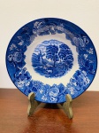 ENOCH WOODS ENGLISH SCENERY WOODS  SONS  -  BOWL PORCELANA INGLESA, DECORAÇÃO COM PAGODES E BORDAS FLORAIS NAS CORES AZUL E BRANCA -   MED: 5,5 X 21 CM.