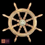 TIMÃO DE BARCO ORIGINAL EM MADEIRA E METAL - MED 7 X 62 CM.
