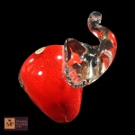 VIDRO HOUSE MÓDULO ECOLÓGICO CRISTALLERIE - ESCULTURSA REPRESENTANDO ELEFANTE DOUBLE RED -MED 12 X 8 X 11 CM.