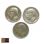 NUMISMÁTICA - PRATA -TRÊS MOEDAS EM PRATA DE 5000 REIS -MED:2,5 - ANOS 1936, 1937, 1938