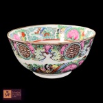 BOWL EM PORCELANA JAPONESANA COR BRANCA COM DECORAÇÃO FLORAL -MED: 5,5 X 10,5 CM.