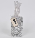 CAMPANA DESIGN - Vaso floreira em metal prateado tubular trançado e material sintético. Med: 25 x 10 x 10cm