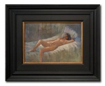 AUGUSTO JOSÉ MARQUES JUNIOR - MARQUES JR (Rio de Janeiro 1887 - 1960) - Teodora - OST assinado no CID e medindo 47 x 32cm (Obra) e 77 x 63cm (Total)