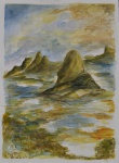 LARINI - Original a aquarela sobre papel importado retratando Paisagem Iconográfica do Rio de janeiro, assinado no CID. Datado de 1978. Med: 38 x 28cm