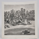Lithografia de importante retrato de uma época quando nos anos 80 o Navio Solana Star lançou ao mar na altura da Praia de Ipanema, inúmeras latas contendo entorpecentes (aproximadamente 22 toneladas de maconha). A cena retrata de forma humorística a manifestação dos banhistas após o ocorrido, com detalhes para o cão também envolvido e o sorveteiro. Tiragem 2/5 Med: 32 x 33cm