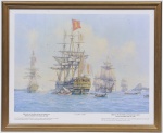 Reprodução a cores da chegada da Família Real Portuguesa ao Rio de Janeiro em 07 de Março de 1808. Med: 41 x 33cm