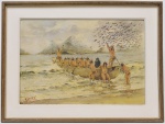 A. LEITE - Indios - OST - Assinado no CIE e medindo: 52 x 37cm