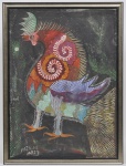 FRANCISCO DA SILVA - Galo - OST colado no Eucatex assinado no CIE e datado de 1973. Med: 68 x 49cm(Obra) e 74 x 55cm (Total)
