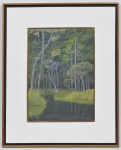 RENATO SÁ - Paisagem - Óleo sobre tela colado em eucatex. Assinado no CID e no verso e datado de 1993. Med: 45 x 32cm (Obra) e 70 x 57cm (Total)