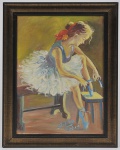 STELITA SALES - Bailarina - OST assinado no cid e medindo: 26 x 18cm (Obra) e 32 x 24cm (Total)