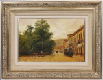 MAURO FERREIRA - Passeio Público - Óleo sobre madeira, assinado no CIE e no verso, datado de 2002. Ricamente emoldurado. Med: 69 x 44cm (Obra) e 106 x 80cm (Total)