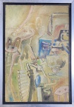 Benjamin Silva (1927 - 2019) - Composição / Óleo sobre Eucatex / Datado 1971 / Assinado CIE / Medindo 43 x 29 cm e 48 x 34 cm